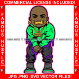 Sauce Dripping Drip Gangster Black Boy Bald Man Mean Smile Gold Teeth Necklace Dollar Sign Earrings Hip Hop Rap Plug Trap Street Hood Swag Thug Famous Hustle Baller Trapper Art Graphic Design Logo T-Shirt Print Printing JPG PNG SVG Vector Cut File