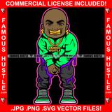 Sauce Dripping Drip Gangster Black Boy Bald Man Mean Smile Gold Teeth Necklace Dollar Sign Earrings Hip Hop Rap Plug Trap Street Hood Swag Thug Famous Hustle Baller Trapper Art Graphic Design Logo T-Shirt Print Printing JPG PNG SVG Vector Cut File