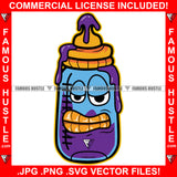 Gangster Purple Drink Lean Baby Bottle Cartoon Character Gold Teeth Drunk Face Stitches Cash Tattoo Hip Hop Rap Hustler Boss Drip Swag Trapper Gang Member Art Graphic Design Logo T-Shirt Print Printing JPG PNG SVG Vector Cut File