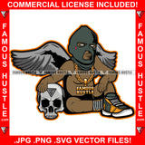 Born In The Streets Gangster Boy Angel Wings Ski Mask White Eyes Gold Jewelry Sneakers Skull Face Hip Hop Rap Plug Hood Ghetto Swag Thug Hustler Famous Hustle Baller Trapper Art Graphic Design Logo T-Shirt Print Printing JPG PNG SVG Vector Cut File