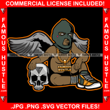 Born In The Streets Gangster Boy Angel Wings Ski Mask White Eyes Gold Jewelry Sneakers Skull Face Hip Hop Rap Plug Hood Ghetto Swag Thug Hustler Famous Hustle Baller Trapper Art Graphic Design Logo T-Shirt Print Printing JPG PNG SVG Vector Cut File