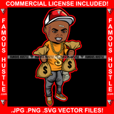 Cash Only Black Boy Gangster Mean Scar Face Stitches Cap Money Bags Dollar Sign Gold Necklace Sneakers Hip Hop Rap Plug Trap Street Hood Ghetto Swag Famous Hustle Trapper Art Graphic Design Logo T-Shirt Print Printing JPG PNG SVG Vector Cut File