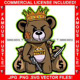 Family Is Everything Gangster King Teddy Bear Scar Face Knife Pistol Gun Cash Money Bags Hip Hop Rap Plug Trap Street Ghetto Swag Thug Hustler Hustling Famous Hustle Art Graphic Design Logo T-Shirt Print Printing JPG PNG SVG Vector Cut File