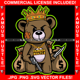 Family Is Everything Gangster King Teddy Bear Scar Face Knife Pistol Gun Cash Money Bags Hip Hop Rap Plug Trap Street Ghetto Swag Thug Hustler Hustling Famous Hustle Art Graphic Design Logo T-Shirt Print Printing JPG PNG SVG Vector Cut File