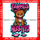 Famous Hustle Dripping Female Hustle Teddy Bear Gold Jewelry Necklace Bow Cash Money Bags Tattoo Hip Hop Rap Hustler Drip Plug Trap Street Famous Hustle Quote Art Graphic Design Logo T-Shirt Print Printing JPG PNG SVG Vector Cut File