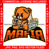 Mafia Famous Hustle Gangster Boss Scar Face Toy Torn Broken Staples Patches Head Stapled Stuffing Out Dollar Sign Necklace Cash Money Bags Pistol Gun Hip Hop Rap Trap Hustler Drip Quote Art Graphic Design Logo Print Printing Vector SVG Cut File