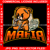 Mafia Famous Hustle Gangster Boss Scar Face Toy Torn Broken Staples Patches Head Stapled Stuffing Out Dollar Sign Necklace Cash Money Bags Pistol Gun Hip Hop Rap Trap Hustler Drip Quote Art Graphic Design Logo Print Printing Vector SVG Cut File