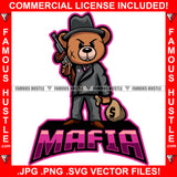 Mafia Gangster Red Teddy Bear Scar Face Black Suit Hat Tattoo Hip Hop Rap Rapper Plug Trap Street Hood Ghetto Thug Hustler Hustling Drip Famous Hustle Quote Art Graphic Design Logo T-Shirt Print Printing JPG PNG SVG Vector Cut File