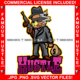 Hustle Gangster Teddy Bear Scar Face Smoking Cigar Blunt Black Suit Boss Burglar Eye Mask Cash Money Bag Machine Gun Tattoo Hip Hop Rap Trap Hustler Famous Hustling Quote Art Graphic Design Logo T-Shirt Print Printing JPG PNG SVG Vector Cut File