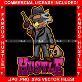 Hustle Gangster Teddy Bear Scar Face Smoking Cigar Blunt Black Suit Boss Burglar Eye Mask Cash Money Bag Machine Gun Tattoo Hip Hop Rap Trap Hustler Famous Hustling Quote Art Graphic Design Logo T-Shirt Print Printing JPG PNG SVG Vector Cut File