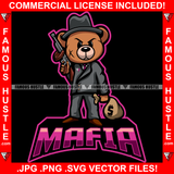 Mafia Gangster Red Teddy Bear Scar Face Black Suit Hat Tattoo Hip Hop Rap Rapper Plug Trap Street Hood Ghetto Thug Hustler Hustling Drip Famous Hustle Quote Art Graphic Design Logo T-Shirt Print Printing JPG PNG SVG Vector Cut File