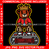 Time Trap Digital Clock Famous Hustle Gangster Teddy Bear King Dollar Sign Eye Crown College School Letter Jacket Cash Money Bags Hip Hop Rap Trap Hustler Drip Famous Hustle Quote Art Graphic Design Logo T-Shirt Print Printing JPG PNG SVG Vector Cut File