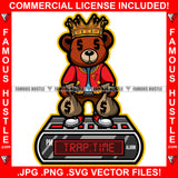 Time Trap Digital Clock Famous Hustle Gangster Teddy Bear King Dollar Sign Eye Crown College School Letter Jacket Cash Money Bags Hip Hop Rap Trap Hustler Drip Famous Hustle Quote Art Graphic Design Logo T-Shirt Print Printing JPG PNG SVG Vector Cut File