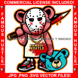 Predator Gangster Teddy Bear Killer Bloody Hockey Mask Cutting Op Opp Enemy Heads Off Bloody Knife Sword Drip Swag Female Plug Girl Trap Lady Hood Thug Gang Street Art Graphic Design Logo T-Shirt Print Printing JPG PNG SVG Vector Cut File