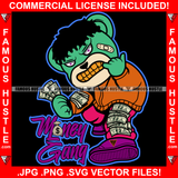 Money Gang Gangster Hustle Teddy Bear Spreading Cash Money Spread Body Showing Gold Teeth Hip Hop Rap Rapper Trap Street Hood Ghetto Swag Thug Hustler Hustling Flex Drip Boss Famous Hustle Quote Art Graphic Design Print Printing Vector SVG Cut File