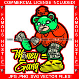 Money Gang Gangster Teddy Bear White Eyes Mean Face Dope Red Cap Dress Cash Money Smoking Hip Hop Rap Plug Trap Street Hustler Hustling Trap Trapper Quote Art Graphic Design Logo T-Shirt Print Printing JPG PNG SVG Vector Cut File