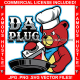 Da Plug Gangster Teddy Bear Wearing Gang Bandanna Cooking Up Drugs With Baking Soda Famous Hustle Hip Hop Rap Plug Trap Hustler Hustling Sauce Dope Mob Slum Slime Smoke Gang Quote Art Graphic Design Logo T-Shirt Print Printing JPG PNG SVG Vector Cut File