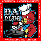 Da Plug Gangster Teddy Bear Wearing Gang Bandanna Cooking Up Drugs With Baking Soda Famous Hustle Hip Hop Rap Plug Trap Hustler Hustling Sauce Dope Mob Slum Slime Smoke Gang Quote Art Graphic Design Logo T-Shirt Print Printing JPG PNG SVG Vector Cut File