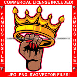 Sexy Female Queen Girl Hand Red Nails Holding Gold Crown Woman Hip Hop Lady Rap Rapper Plug Trap Street Hood Ghetto Swag Thug Hustler Hustling Drip Dripping Boss Famous Hustle Art Graphic Design Logo T-Shirt Print Printing JPG PNG SVG Vector Cut File