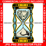 Hourglass Dollars Changes Into Sands Gangster Tattoo Hip Hop Rap Rapper Plug Trap Street Hood Ghetto Swag Thug Hustler Hustling Drip Boss Famous Hustle Thug Tattoo Art Graphic Design Logo T-Shirt Print Printing JPG PNG SVG Vector Cut File