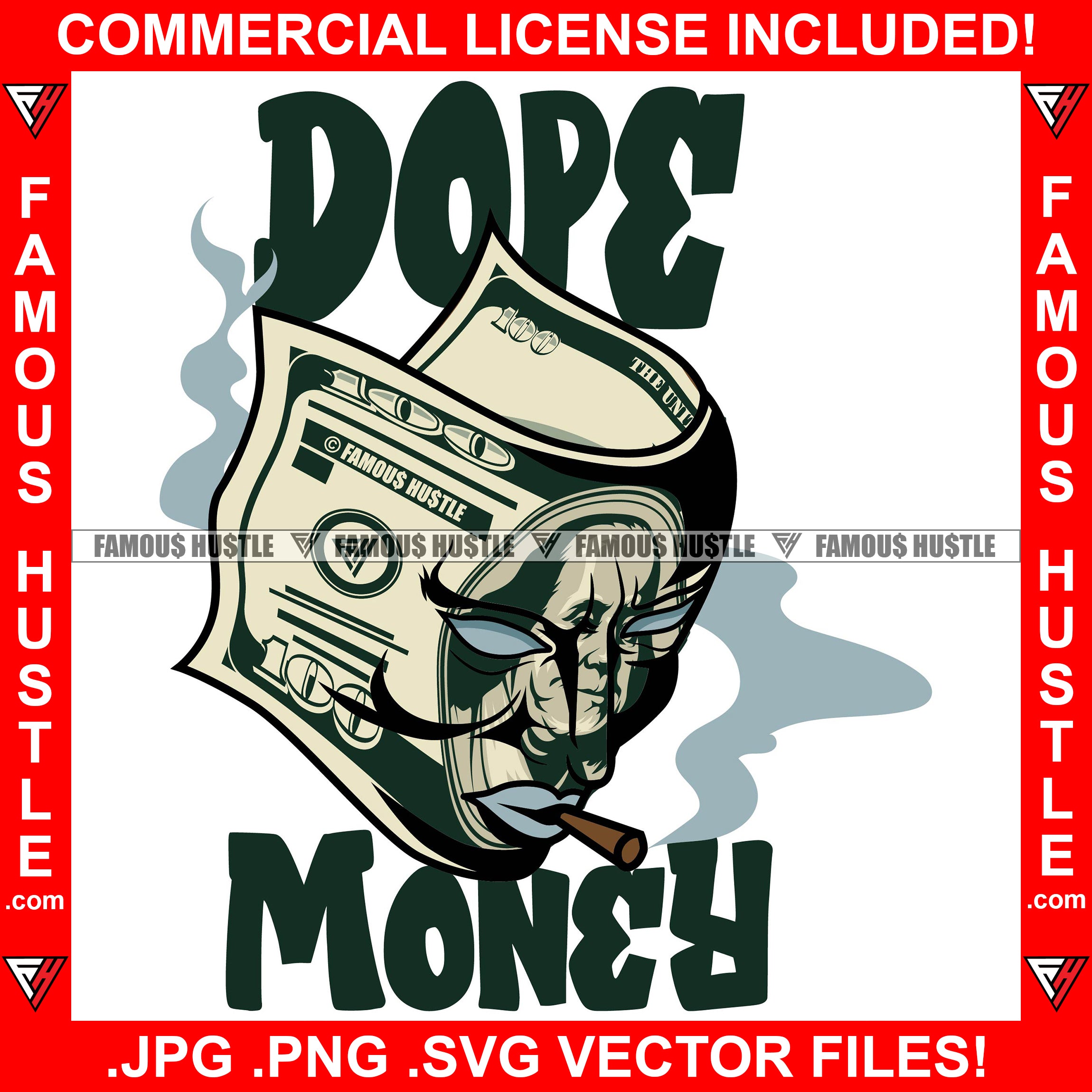 Dope Money Gangster Cash Cartoon Character Smoking Cigar Blunt Street ...