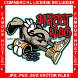 Pill Bottle Cartoon Character Street Drug Dealer Gangster Cash Money Bag Sneakers Tattoo Hip Hop Rap Hustler Drip Trap Hood Thug Gang Street Ghetto Famous Hustle Quote Art Graphic Design Logo T-Shirt Print Printing JPG PNG SVG Vector Cut File