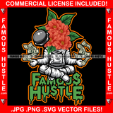 Famous Hustle Dripping Orange Flower Spaceman Astronaut Outer Space Cash Money Falling Science Fiction Sci-Fi Cartoon Character In Yoga Position Trending Design Artwork Quote Art Graphic Design Logo T-Shirt Print Printing JPG PNG SVG Vector Cut File