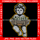 Baby Statue Money Bag Full Of Cash Hip Hop Rap Rapper Plug Trap Street Hood Ghetto Swag Thug Famous Hustle Baller Trapper Art Graphic Design Logo T-Shirt Print Printing JPG PNG SVG Vector Cut File