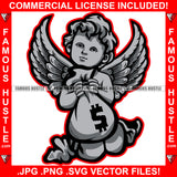 Loyalty Gangster Angel Wings Statue Cash Money Bag Tattoo Hip Hop Rap Rapper Plug Trap Street Hood Ghetto Thug Hustler Hustling Drip Boss Famous Hustle Art Graphic Design Logo T-Shirt Print Printing JPG PNG SVG Vector Cut File