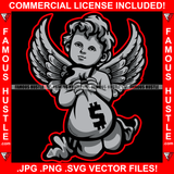 Loyalty Gangster Angel Wings Statue Cash Money Bag Tattoo Hip Hop Rap Rapper Plug Trap Street Hood Ghetto Thug Hustler Hustling Drip Boss Famous Hustle Art Graphic Design Logo T-Shirt Print Printing JPG PNG SVG Vector Cut File