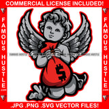 Loyalty Gangster Angel Wings Statue Cash Money Red Bag Tattoo Hip Hop Rap Rapper Plug Trap Street Hood Ghetto Thug Hustler Hustling Drip Boss Famous Hustle Art Graphic Design Logo T-Shirt Print Printing JPG PNG SVG Vector Cut File