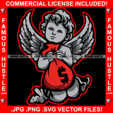 Loyalty Gangster Angel Wings Statue Cash Money Red Bag Tattoo Hip Hop Rap Rapper Plug Trap Street Hood Ghetto Thug Hustler Hustling Drip Boss Famous Hustle Art Graphic Design Logo T-Shirt Print Printing JPG PNG SVG Vector Cut File