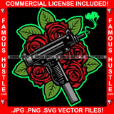 Famous Hustle Heartless Dripping Red Roses Machine Gun Fire Smoke Trending Fashion Hip Hop Rap Rapper Plug Trap Street Hood Ghetto Thug Hustler Hustling Art Graphic Design Logo T-Shirt Print Printing JPG PNG SVG Vector Cut File