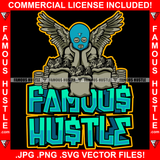 Famous Hustle Street Demon Gangster Angel Statue Wings Wearing Ski Mask Cash Money Bags Hip Hop Rap Rapper Plug Trap Street Hood Ghetto Swag Thug Baller Trapper Quote Art Graphic Design Logo T-Shirt Print Printing JPG PNG SVG Vector Cut File