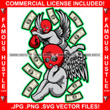 Got Money Two Gangster Angels Wings Statue Red Ski Mask Cash Falling Red Bag Hip Hop Rap Plug Trap Street Ghetto Swag Thug Hustler Hustling Famous Hustle Baller Trapper Art Graphic Design Logo T-Shirt Print Printing JPG PNG SVG Vector Cut File