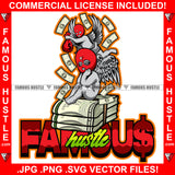 Famous Hustle Street Demon Gangster Angels Statue Wings Wearing Ski Mask Cash Money Bag Hip Hop Rap Rapper Plug Trap Street Hood Ghetto Swag Thug Baller Trapper Quote Art Graphic Design Logo T-Shirt Print Printing JPG PNG SVG Vector Cut File