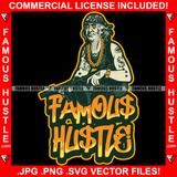 Famous Hustle Gangster President Ben Franklin Face Tattoos Gold Jewelry Necklace Bandanna Machine Gun Hip Hop Rap Rapper Plug Trap Ghetto Swag Thug Hustler Hustling Drip Savage Gangsta Quote Rich Art Graphic Design Print Printing Vector SVG Cut File