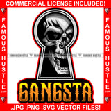 Gangsta Horror Grim Reaper Skull Skeleton Face Watching From Keyhole Hip Hop Rap Rapper Plug Trap Street Hood Ghetto Swag Thug Hustler Hustling Famous Hustle Baller Trapper Quote Art Graphic Design Logo T-Shirt Print Printing JPG PNG SVG Vector Cut File