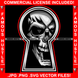 Gangsta Horror Grim Reaper Skull Skeleton Face Watching From Keyhole Hip Hop Rap Rapper Plug Trap Street Hood Ghetto Swag Thug Hustler Hustling Famous Hustle Baller Trapper Art Graphic Design Logo T-Shirt Print Printing JPG PNG SVG Vector Cut File