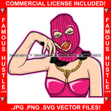 What You Looking At? Lady Boss Sexy Gangster Woman Ski Mask Gold Teeth Necklace Hip Hop Rap Rapper Plug Trap Street Hood Ghetto Swag Thug Hustler Hustling Famous Hustle Art Graphic Design Logo T-Shirt Print Printing JPG PNG SVG Vector Cut File