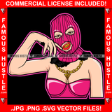 What You Looking At? Lady Boss Sexy Gangster Woman Ski Mask Gold Teeth Necklace Hip Hop Rap Rapper Plug Trap Street Hood Ghetto Swag Thug Hustler Hustling Famous Hustle Art Graphic Design Logo T-Shirt Print Printing JPG PNG SVG Vector Cut File
