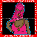 Gang Culture Lady Boss Black Sexy Gangster Woman Ski Mask Gold Teeth Necklace Hip Hop Rap Rapper Plug Trap Street Hood Ghetto Swag Thug Hustler Hustling Famous Hustle Art Graphic Design Logo T-Shirt Print Printing JPG PNG SVG Vector Cut File