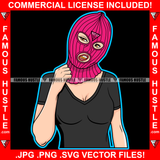 Runnin' The Streets Mean Face Lady Boss Sexy Gangster Woman Ski Mask Gold Teeth Hip Hop Rap Plug Trap Street Hood Swag Thug Hustler Hustling Famous Hustle Baller Trapper Art Graphic Design Logo T-Shirt Print Printing JPG PNG SVG Vector Cut File