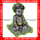 Cash Only Gangster Baby Statue Money Gold Money Bag Necklace Watch Hip Hop Rap Rapper Plug Trap Street Hood Ghetto Swag Thug Hustler Hustling Baller Trapper Art Graphic Design Logo T-Shirt Print Printing JPG PNG SVG Vector Cut File