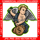 Bad Religion Street Demon Gangster Statue Angel Wings Black Eyes Colorful Cash Money Bags Body Tattoos Hip Hop Rap Plug Trap Hood Thug Hustler Hustling Drip Famous Hustle Rich Art Graphic Design Logo T-Shirt Print Printing JPG PNG SVG Vector Cut File