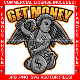 Get Money Street Demon Gangster Statue Angel Wings Black Eyes Cash Money Bags Body Tattoos Hip Hop Plug Trap Hood Ghetto Thug Hustler Hustling Drip Famous Hustle Rich Quote Art Graphic Design Logo T-Shirt Print Printing JPG PNG SVG Vector Cut File