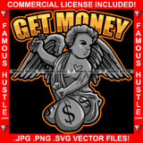 Get Money Street Demon Gangster Statue Angel Wings Black Eyes Cash Money Bags Body Tattoos Hip Hop Plug Trap Hood Ghetto Thug Hustler Hustling Drip Famous Hustle Rich Quote Art Graphic Design Logo T-Shirt Print Printing JPG PNG SVG Vector Cut File