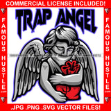 Trap Angel Gangster Angel Wings Statue Bandanna Face Mask Tattoo Holding Cash Money Bag Hip Hop Rap Rapper Plug Trap Street Hood Ghetto Thug Hustler Hustling Famous Hustle Quote Art Graphic Design Logo T-Shirt Print Printing JPG PNG SVG Vector Cut File