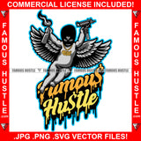 Famous Hustle Gangster Angel Wings Statue Bandanna Face Mask Gun Molitov Cocktail Gas Bomb Fire Bottle Tattoo Hip Hop Rap Hustler Drip Trap Hood Thug Street Mafia Mob Quote Art Graphic Design Logo Print Printing Vector SVG Cut File