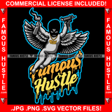 Famous Hustle Gangster Angel Wings Statue Bandanna Face Mask Gun Molitov Cocktail Gas Bomb Fire Bottle Tattoo Hip Hop Rap Hustler Drip Trap Hood Thug Street Mafia Mob Quote Art Graphic Design Logo Print Printing Vector SVG Cut File